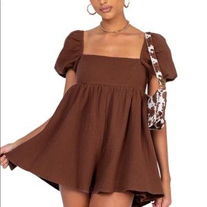 Princess Polly LORNA ROMPER BROWN